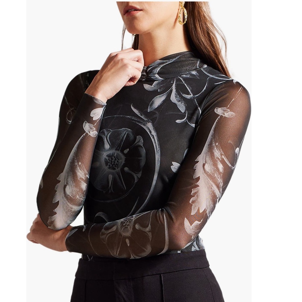 Ted Baker Mock neck mesh top Size 1
